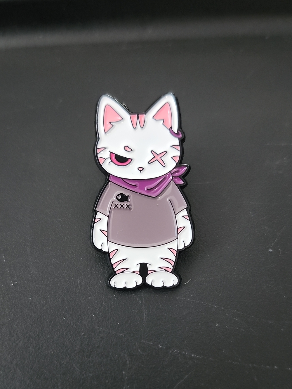 Cute Pink & White Cat Enamel Pin - Stylish Cat Accessory